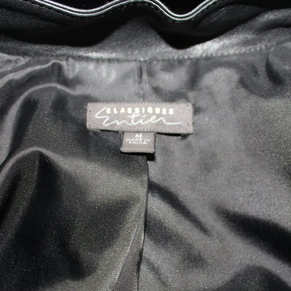 Classiques  Entier 100%  Leather Black Women Lined Zipper Clastic  Jacket size M - Picture 5 of 6